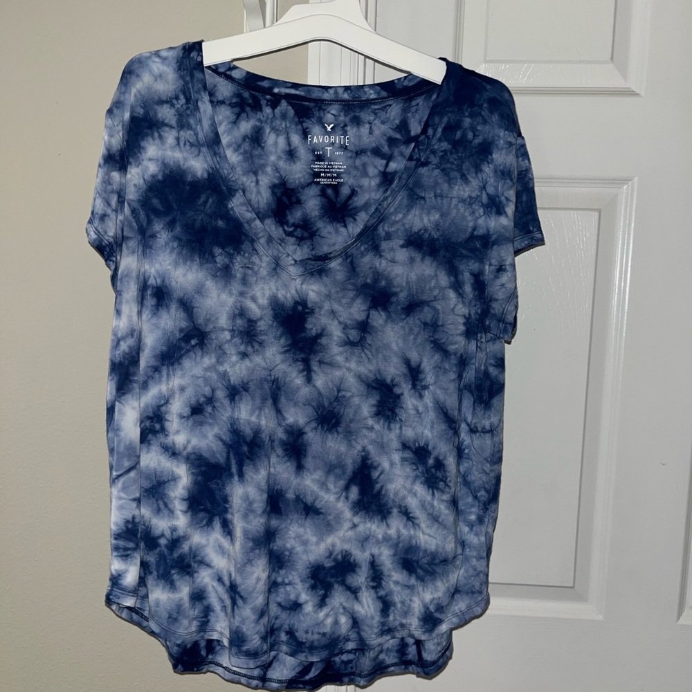 Women's Blue Tie-Dye Top